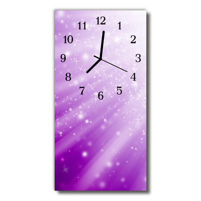Relógio de vidro vertical Raios de estrelas da natureza roxos