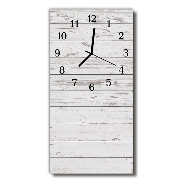 Relógio de vidro vertical Madeira branca