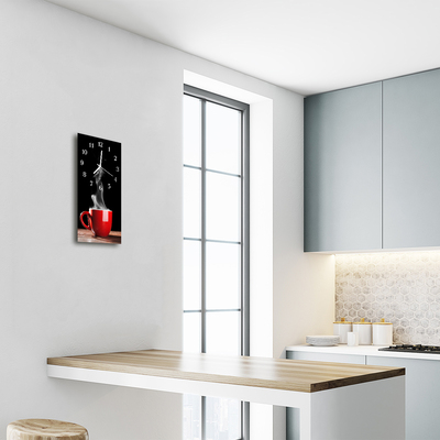 Relógio vertical Caneca de chá vermelha para cozinha