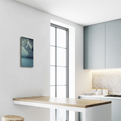 Relógio de vidro vertical Geometria de concreto azul