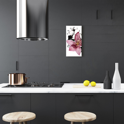 Relógio de vidro vertical Flores Orquídea colorida