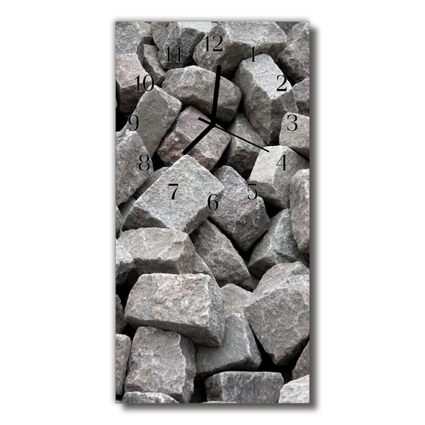 Relógio de vidro vertical Cubo Nature Stones prata