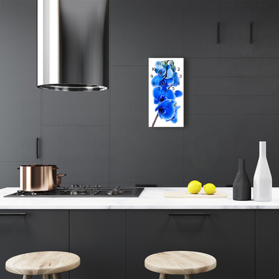 Relógio de vidro vertical Flores Orquídea Azul