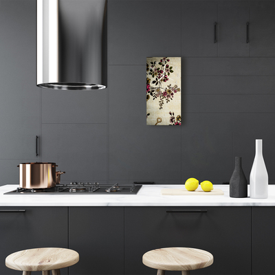 Relógio de vidro vertical Arte Bordada Flores Coloridas