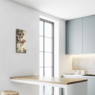 Relógio de vidro vertical Arte Bordada Flores Coloridas