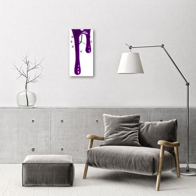 Relógio de vidro vertical Tinta roxa líquida