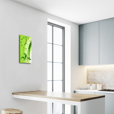 Relógio de vidro vertical Arte Gráfica planta verde