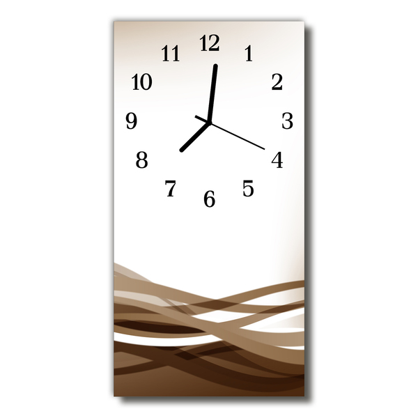 Relógio de vidro vertical Natureza Ondas Linhas Marrom