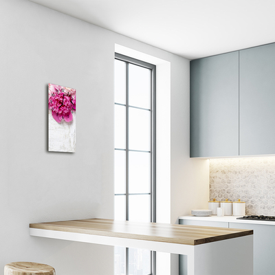 Relógio de vidro vertical Flores de peônia