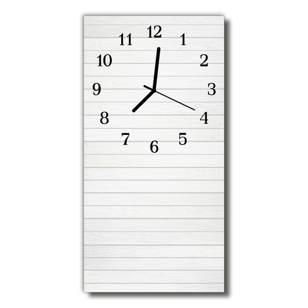 Relógio de vidro vertical Arte Madeira branca