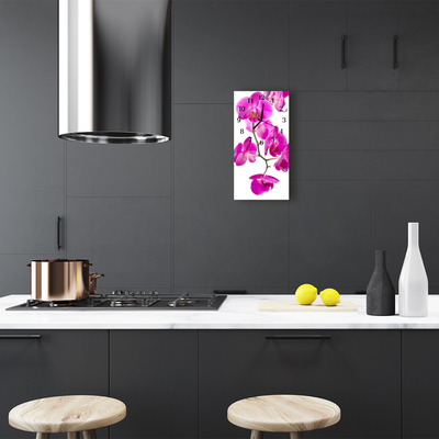 Relógio de vidro vertical Flores Orquídeas rosa