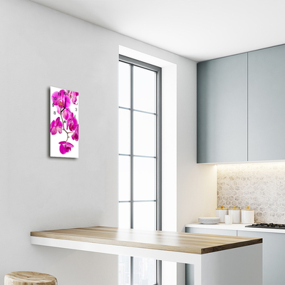 Relógio de vidro vertical Flores Orquídeas rosa