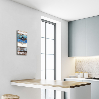 Relógio de vidro vertical Madeira velha colorida