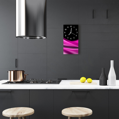 Relógio de vidro vertical Arte Abstrata Linhas Rosa