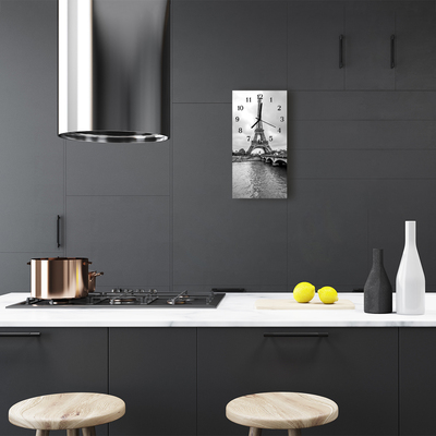 Relógio vertical Vista da cidade Torre Eiffel Cinza