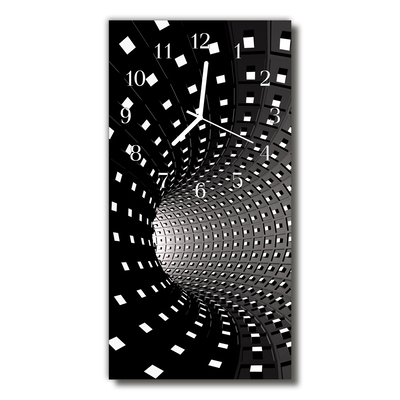 Relógio de vidro vertical Túnel preto 3D