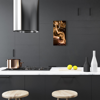 Relógio de vidro vertical Cozinha Café Marrom