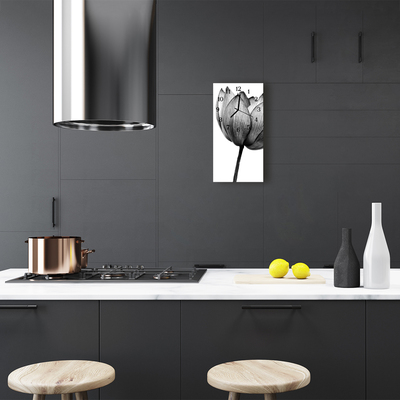 Relógio de vidro vertical Flores Tulipa Cinza