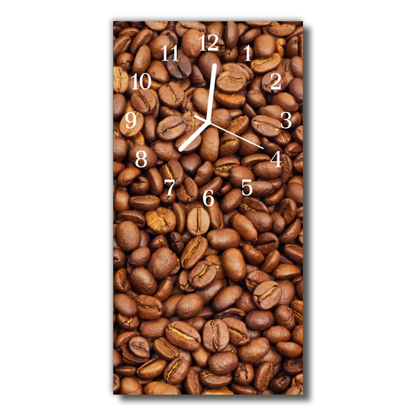 Relógio de vidro vertical Grãos de Café Natural Marrom