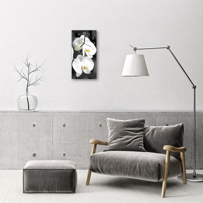 Relógio de vidro vertical Flores Orquídea Branca