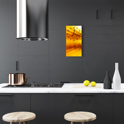 Relógio vertical Linhas de Arte ondulam amarelo