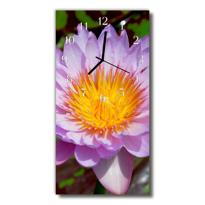 Relógio de vidro vertical Flores de lírio coloridas