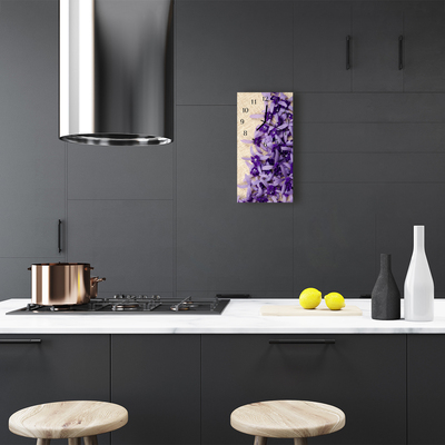 Relógio de vidro vertical Flores coloridas de lavanda