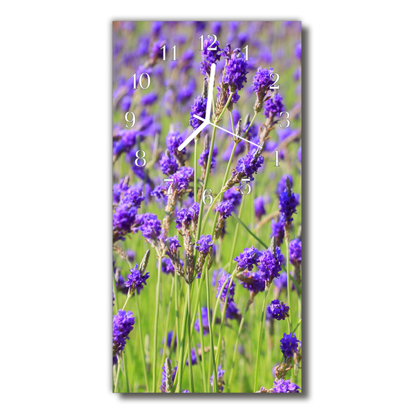 Relógio de vidro vertical Flores coloridas de lavanda