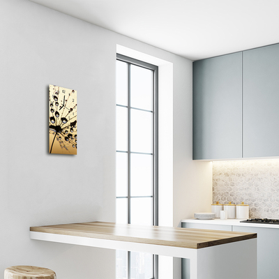 Relógio de vidro vertical Gotas de teia de aranha da natureza douradas