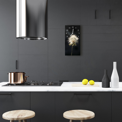 Relógio vertical Flores Dente-de-leão preto