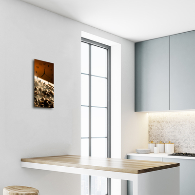 Relógio de vidro vertical Grãos de café de cozinha marrons