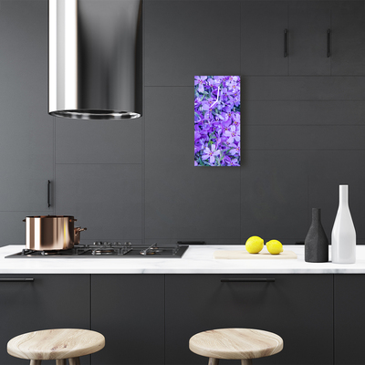 Relógio de vidro vertical Flores Flores roxas