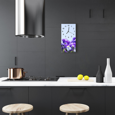 Relógio vertical Flores Flores roxas