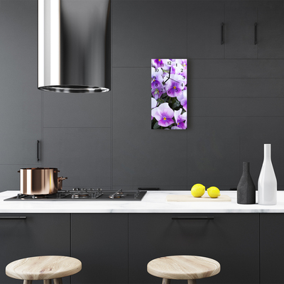 Relógio vertical Flores Flores roxas