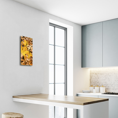 Relógio de vidro vertical Folhas da Natureza Outono Dourado