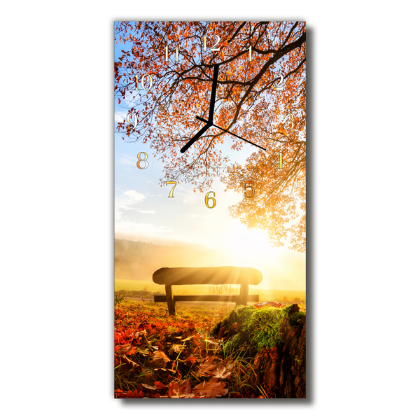 Relógio de vidro vertical Banco de Parque Natural Colorido