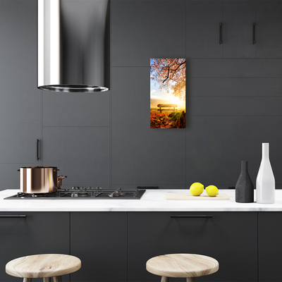 Relógio de vidro vertical Banco de Parque Natural Colorido