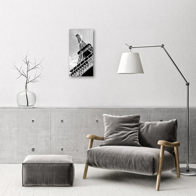 Relógio de vidro vertical Cidade Torre Eiffel cinza