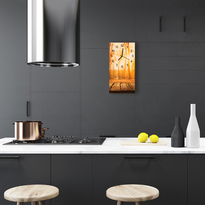 Relógio de vidro vertical Madeira marrom floresta