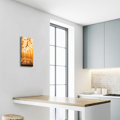 Relógio de vidro vertical Madeira marrom floresta