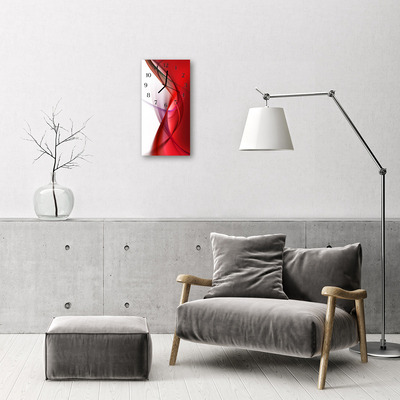 Relógio de vidro vertical Cozinha Abstrata Vermelha