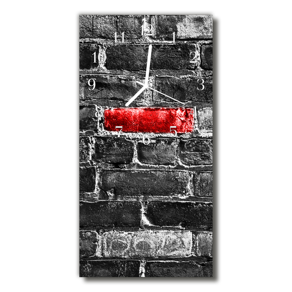 Relógio vertical Parede de tijolos vermelhos coloridos