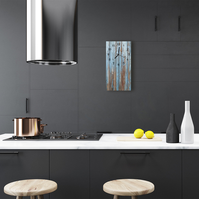 Relógio de vidro vertical Madeira de cor azul