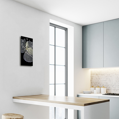 Relógio vertical Natureza Folhas planta cinza