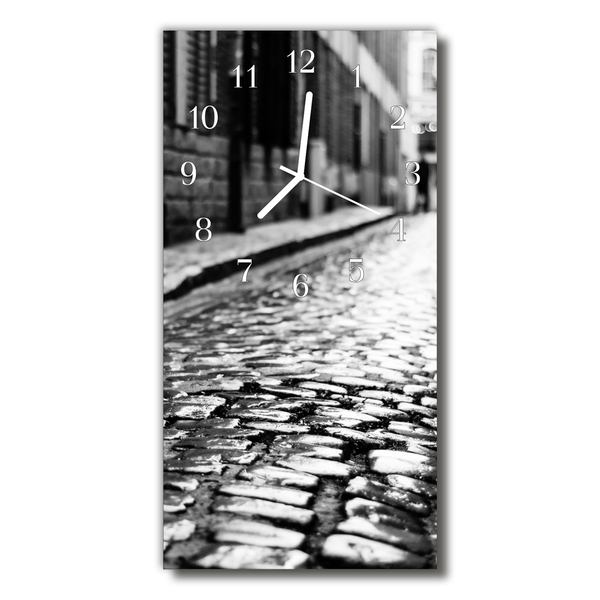 Relógio de vidro vertical Paralelepípedos de rua cinza