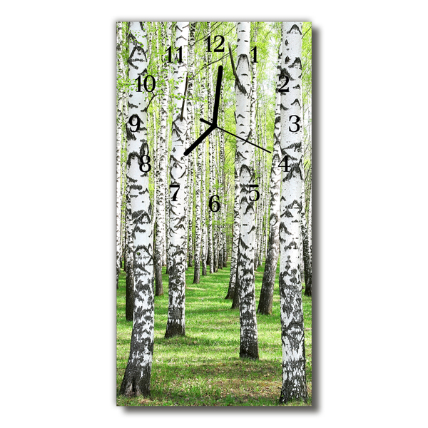 Relógio de vidro vertical Natureza Bétula colorida