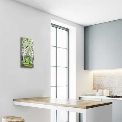 Relógio de vidro vertical Natureza Bétula colorida