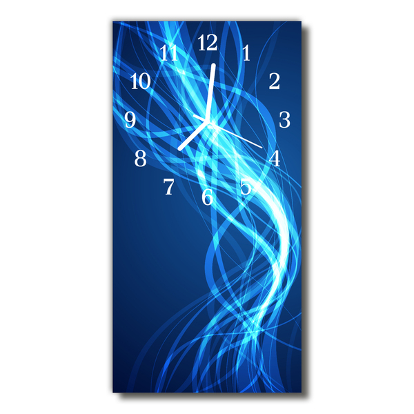 Relógio de vidro vertical Arte abstrata linhas azuis