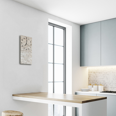 Relógio de vidro vertical Parede de pedra bege