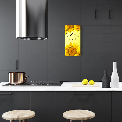 Relógio de vidro vertical Flores Girassol Amarelo